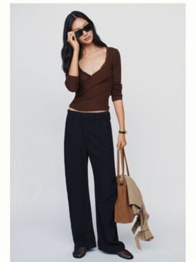 Anthropologie Maeve Wide-Leg Black Pants NWT